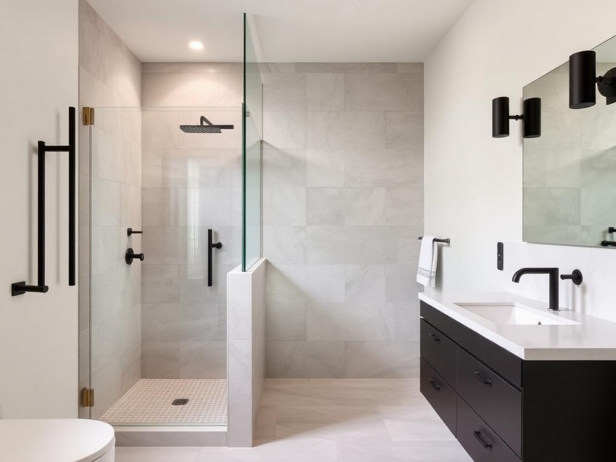 Salle de bain rénovée avec douche en céramique