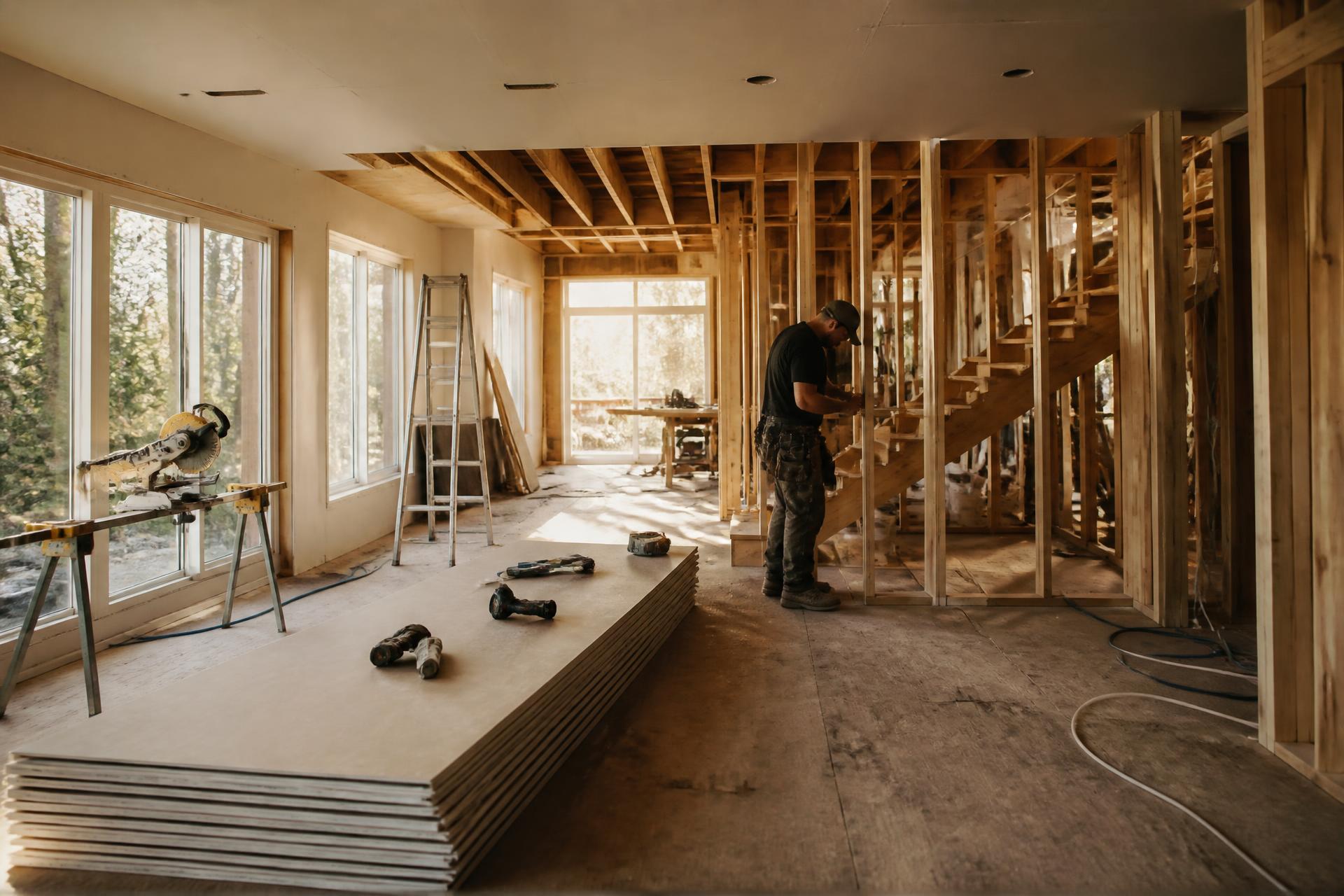 Intérieur d'une maison en cours de rénovation résidentielle